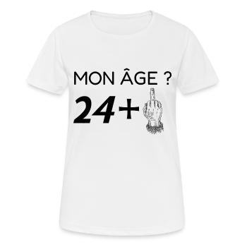 mon âge 25 - T-shirt respirant Femme - blanc - Devant - AI Model Female 172 dark (172cm)