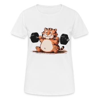 TIGER FITNESSSTUDIO - Frauen T-Shirt atmungsaktiv - Weiß - Vorne - AI Model Female 172 dark (172cm)