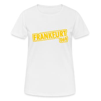 Francfort-sur-le-Main - 069 - Indicatif téléphonique - T-shirt respirant Femme - blanc - Devant - AI Model Female 172 dark (172cm)