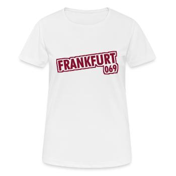 Francfort-sur-le-Main - 069 - Indicatif téléphonique - T-shirt respirant Femme - blanc - Devant - AI Model Female 172 dark (172cm)