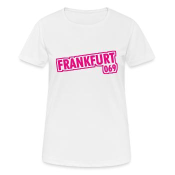 Francfort-sur-le-Main - 069 - Indicatif téléphonique - T-shirt respirant Femme - blanc - Devant - AI Model Female 172 dark (172cm)