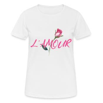 L' amour mit Rose - Frauen T-Shirt atmungsaktiv - Weiß - Vorne - AI Model Female 172 dark (172cm)