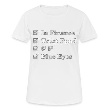 Man in Finance, tall and blue eyes - Women's Breathable T-Shirt - white - Front - AI Model Female 172 dark (172cm)