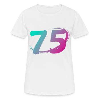 Nummer 75 mehrfarbig - Frauen T-Shirt atmungsaktiv - Weiß - Vorne - AI Model Female 172 dark (172cm)