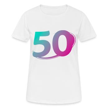Nummer 50 mehrfarbig - Frauen T-Shirt atmungsaktiv - Weiß - Vorne - AI Model Female 172 dark (172cm)