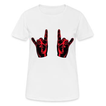 Deux Heavy Metal Hard Rock Cornes Doigt Geste de la Main - T-shirt respirant Femme - blanc - Devant - AI Model Female 172 dark (172cm)