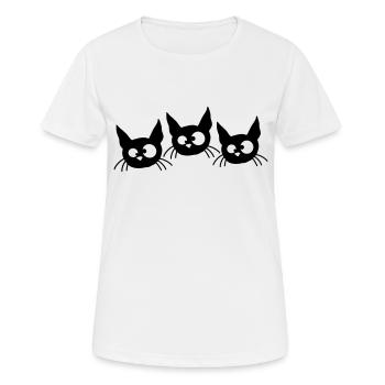 Drei Katzen Schielen Lustig 3 Verrückte Grimassen - Frauen T-Shirt atmungsaktiv - Weiß - Vorne - AI Model Female 172 dark (172cm)