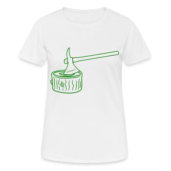 Axt Baum Fällen Holzfäller Wald Stumpf Holz Hacken - Frauen T-Shirt atmungsaktiv - Weiß - Vorne - AI Model Female 172 dark (172cm)