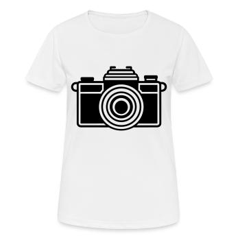 Kamera - Frauen T-Shirt atmungsaktiv - Weiß - Vorne - AI Model Female 172 dark (172cm)