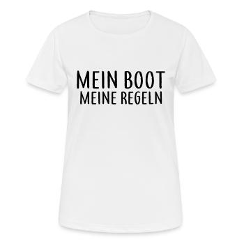 Mein Boot - Meine Regeln - Yacht - Motorboot - Frauen T-Shirt atmungsaktiv - Weiß - Vorne - AI Model Female 172 dark (172cm)
