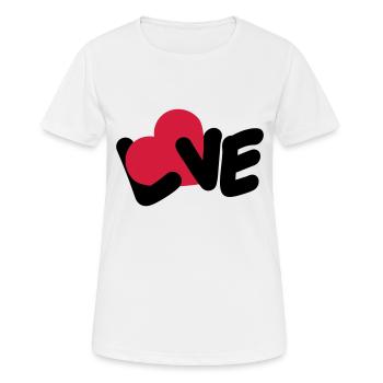Texte d’amour Logo de la Saint-Valentin Déclaration d’amour du cœur - T-shirt respirant Femme - blanc - Devant - AI Model Female 172 dark (172cm)