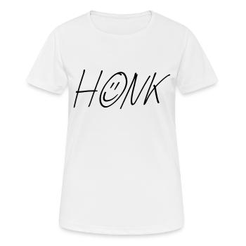 Der original HONK - Frauen T-Shirt atmungsaktiv - Weiß - Vorne - AI Model Female 172 dark (172cm)