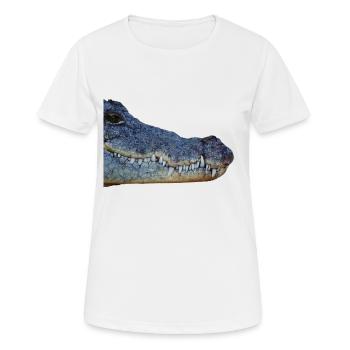 Krokodil, Kopf, Reptil, - Frauen T-Shirt atmungsaktiv - Weiß - Vorne - AI Model Female 172 dark (172cm)
