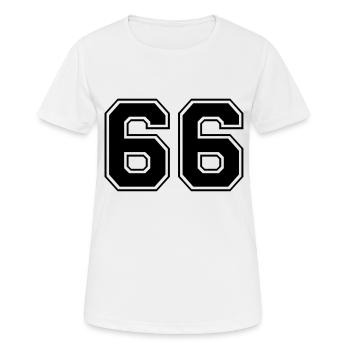 66 - Frauen T-Shirt atmungsaktiv - Weiß - Vorne - AI Model Female 172 dark (172cm)