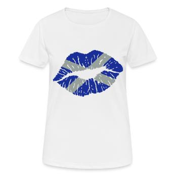 Kissing mouth (Écosse) - T-shirt respirant Femme - blanc - Devant - AI Model Female 172 dark (172cm)