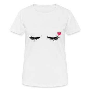 Eyelashes - Heart - Eyes Closed - Gift Idea - Women's Breathable T-Shirt - white - Front - AI Model Female 172 dark (172cm)