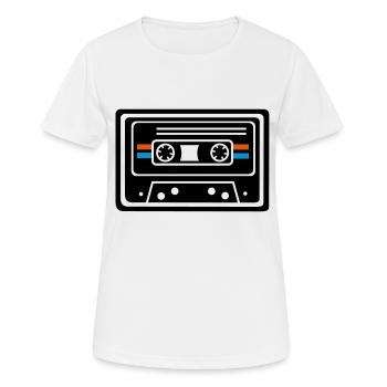 CASSETTE, MUSIC, DJ PARTY, OLDSCHOOL, RETRO - Women's Breathable T-Shirt - white - Front - AI Model Female 172 dark (172cm)