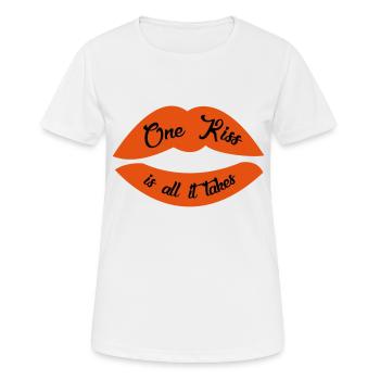 One kiss is all it takes song Kussmund Rouge à lèvres - T-shirt respirant Femme - blanc - Devant - AI Model Female 172 dark (172cm)