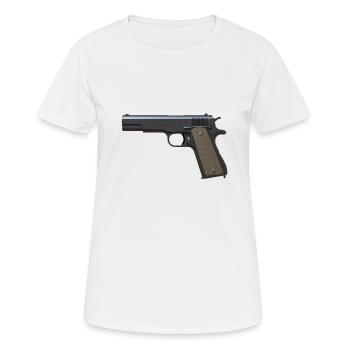 Pistole - Frauen T-Shirt atmungsaktiv - Weiß - Vorne - AI Model Female 172 dark (172cm)