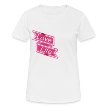 Love Life gute Laune Shirt - Frauen T-Shirt atmungsaktiv - Weiß - Vorne - AI Model Female 172 dark (172cm)
