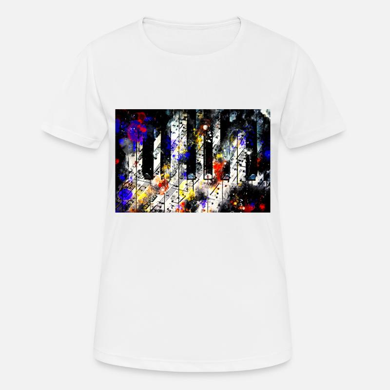 Piano keys and music sheet pattern wsstd - Women's Breathable T-Shirt - white