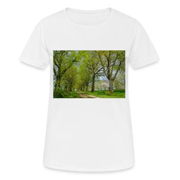 Streuobstwiese dient dem Erhalt der Biodiversität - Frauen T-Shirt atmungsaktiv - Weiß - Vorne - AI Model Female 172 dark (172cm)