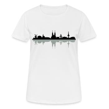 Skyline Bremen Schatten - Frauen T-Shirt atmungsaktiv - Weiß - Vorne - AI Model Female 172 dark (172cm)