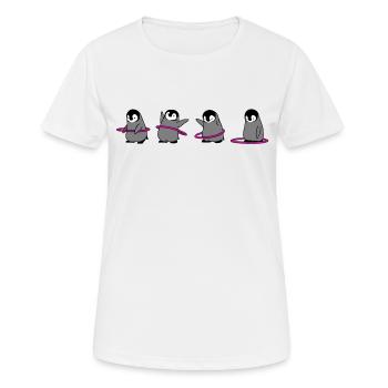 Pinguin Hula Hoop - Frauen T-Shirt atmungsaktiv - Weiß - Vorne - AI Model Female 172 dark (172cm)