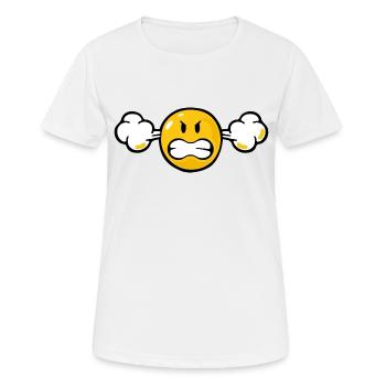 Smiley Anger Fuming - Women's Breathable T-Shirt - white - Front - AI Model Female 172 dark (172cm)