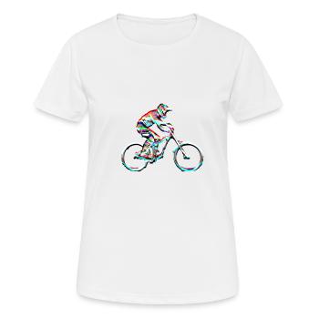 bergab mtb mtb - Frauen T-Shirt atmungsaktiv - Weiß - Vorne - AI Model Female 172 dark (172cm)