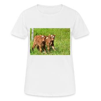Veaux dans les prairies d’Eifel - T-shirt respirant Femme - blanc - Devant - AI Model Female 172 dark (172cm)