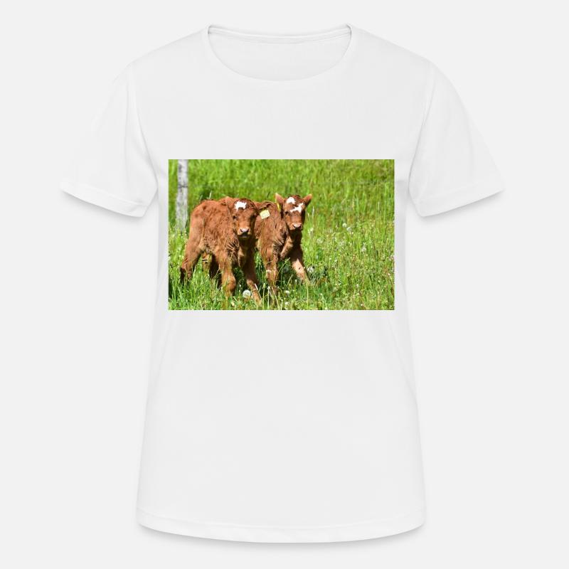 Calves on Eifel meadows - Women's Breathable T-Shirt - white