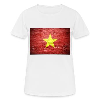 Drapeau vietnamien vietnamien Graffiti sur mur de briques - T-shirt respirant Femme - blanc - Devant - AI Model Female 172 dark (172cm)