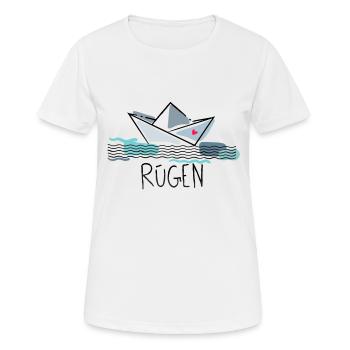 Bateau en papier Rügen Vacances à la mer - T-shirt respirant Femme - blanc - Devant - AI Model Female 172 dark (172cm)