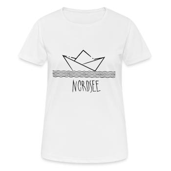 Bateau en papier mer du Nord Vacances à la mer - T-shirt respirant Femme - blanc - Devant - AI Model Female 172 dark (172cm)