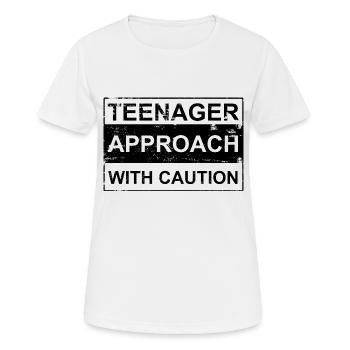 Teenager approach with caution white Danger! Teen - Frauen T-Shirt atmungsaktiv - Weiß - Vorne - AI Model Female 172 dark (172cm)