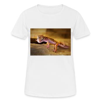Gecko, Leopardgecko, Reptil - Frauen T-Shirt atmungsaktiv - Weiß - Vorne - AI Model Female 172 dark (172cm)