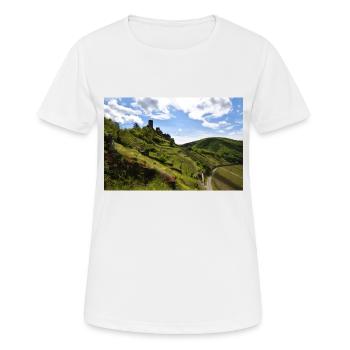 Mosel, Burg, Weinberg, Panorama - Frauen T-Shirt atmungsaktiv - Weiß - Vorne - AI Model Female 172 dark (172cm)