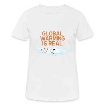 LE RÉCHAUFFEMENT CLIMATIQUE EST RÉEL - T-shirt respirant Femme - blanc - Devant - AI Model Female 172 dark (172cm)