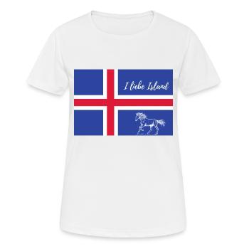 Islandflagge mit islandpferd - Frauen T-Shirt atmungsaktiv - Weiß - Vorne - AI Model Female 172 dark (172cm)