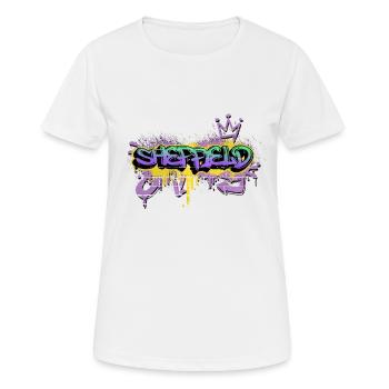 Sheffield Angleterre UK City Graffiti Spray Spray Sprayer - T-shirt respirant Femme - blanc - Devant - AI Model Female 172 dark (172cm)