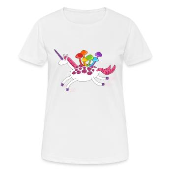 Einhorn mit Pilzen auf dem Rücken Shroomicorn - Frauen T-Shirt atmungsaktiv - Weiß - Vorne - AI Model Female 172 dark (172cm)