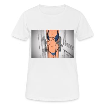 Come in sexy tease Sexting Sexy curvy Comic Pinup - Women's Breathable T-Shirt - white - Front - AI Model Female 172 dark (172cm)