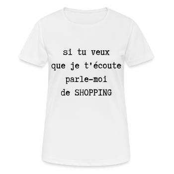parle moi de shopping - T-shirt respirant Femme - blanc - Devant - AI Model Female 172 dark (172cm)