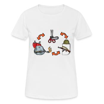 Scissors, Stone, Paper Skirt, Paper, Scissors - Women's Breathable T-Shirt - white - Front - AI Model Female 172 dark (172cm)