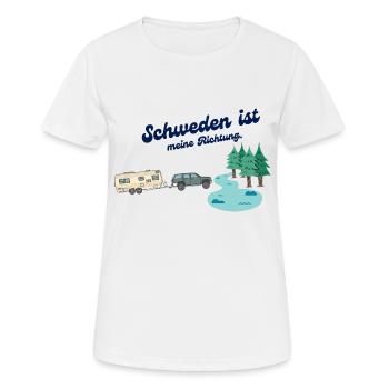 Richtung Schweden - Frauen T-Shirt atmungsaktiv - Weiß - Vorne - AI Model Female 172 dark (172cm)