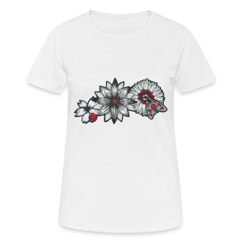 Blumen und Motte - Frauen T-Shirt atmungsaktiv - Weiß - Vorne - AI Model Female 172 dark (172cm)