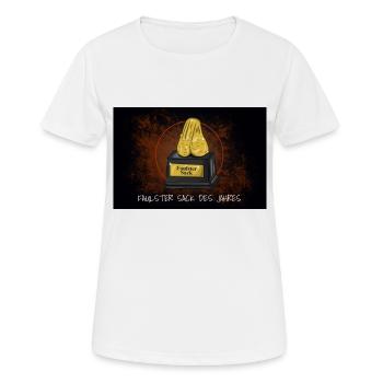 Faulster Sack des Jahres Auszeichnung - Frauen T-Shirt atmungsaktiv - Weiß - Vorne - AI Model Female 172 dark (172cm)