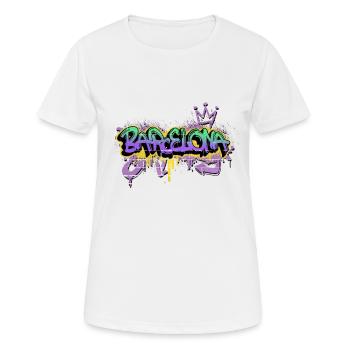 Barcelona Spanien Stadt Graffiti Spray Sprayer - Frauen T-Shirt atmungsaktiv - Weiß - Vorne - AI Model Female 172 dark (172cm)