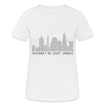 Internet ne dort jamais [aff.] - T-shirt respirant Femme - blanc - Devant - AI Model Female 172 dark (172cm)